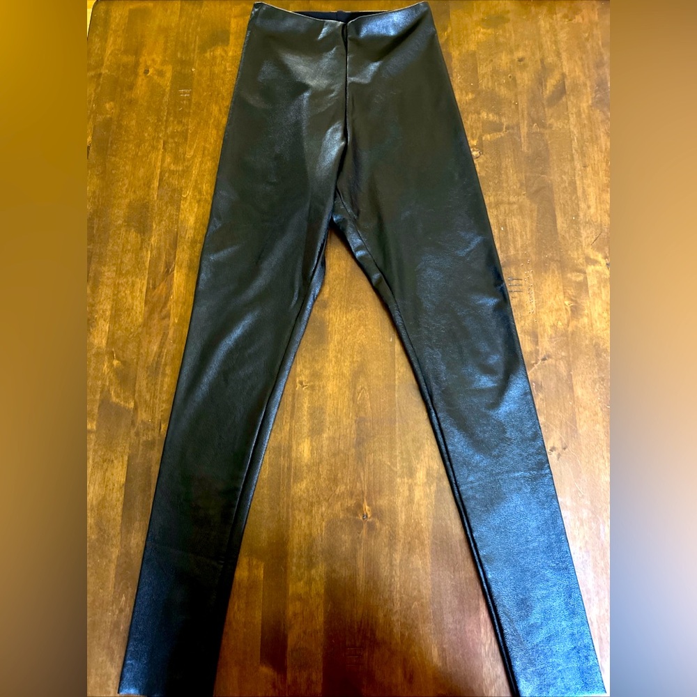 Commando Faux Leather Leggings Black Medium Stretch Firming Compression